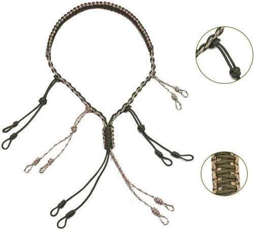 Duck Call Lanyard Hunting Goose Calls with Adjustable Loops Outdoor Predator Gear for Pheasant Waterfowl Hand Braided Necklace