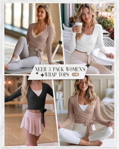 Women’s Wrap Tops Pack - Versatile Pilates & Ballet Layering with Thumbholes