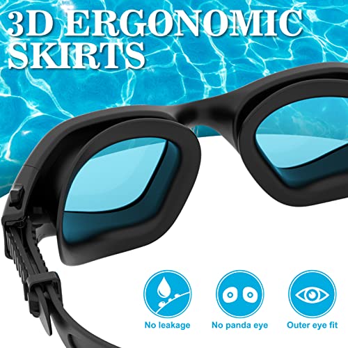 WIN.MAX Polarized Swimming Goggles Anti-Fog UV Protection No Leakage - All Black, Dark