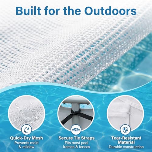 White Mesh Pool Storage Bags Set - 4 Pieces for Pool Toys & Floats