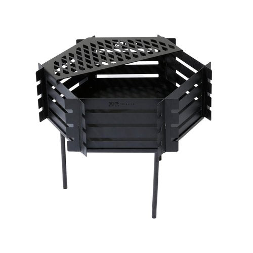 WAQ Bonfire Stand - Yagura - Wood-Burning Iron Stylish Compact Design with Grate Camp Bonfire Stand Folding Campfire Solo Family Camping