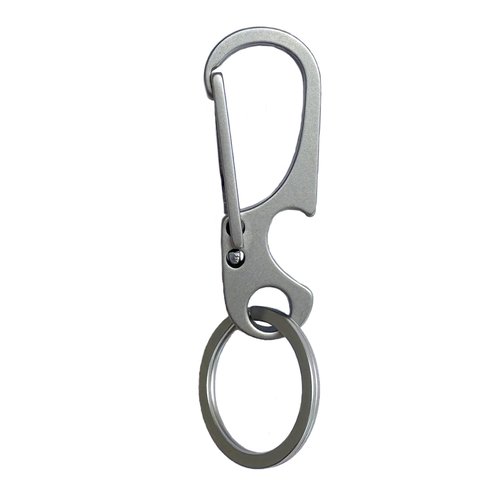 SHEICAP Titanium Carabiner Keychain Clip with Bottle Opener, EDC Key Chain Quick Release Hooks with Stainless Steel Key Ring
