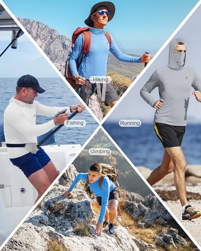 Roadbox Men's UPF 50+ Long Sleeve Sun Protection Hoodie - Large White