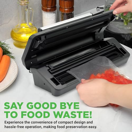 Nutrichef Red Automatic Food Vacuum Sealer with Double Sealing, Black, 16.14 x 7.08 x 5.71 inches