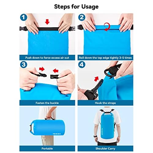 HEETA Waterproof Dry Bag for Women Men(Upgraded Version) 5L/10L/20L/30L/40L Roll Top Lightweight Dry Storage Bag Backpack with Emergency Whistle for Travel, Swimming, Boating, Kayaking, Camping, Beach