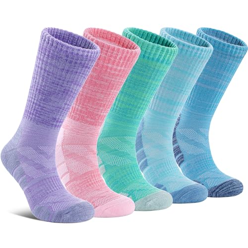 Women’s Multicolor Compression Running Hiking Socks - 8-10 / 5 Pairs