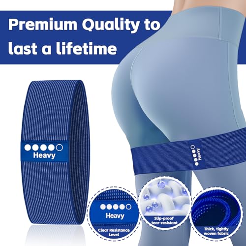 Resistance Bands for Working Out - 5 Exercise Bands Set with Workout Guide - Fabric Elastic Bands for Physical Therapy - Fitness Bands Ideal for Legs Hip Glute