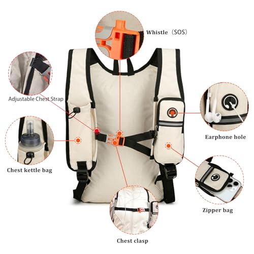 15L Small Hiking Backpack Foldable Ultralight Trekking Camping Outdoors Backpack for Women Men (beige)