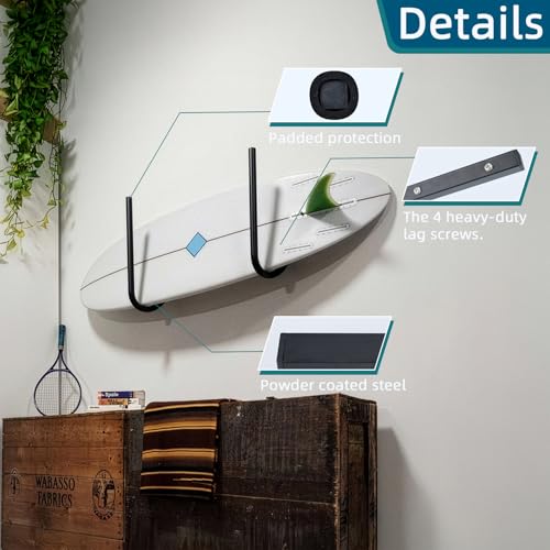 SUP Paddle Board and Kayak Wall Mount Storage Rack - 1 Set