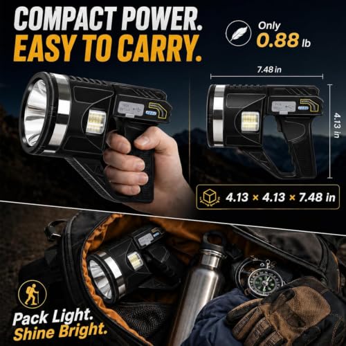 X-Large 2,000,000 Lumens Rechargeable Spotlight with Strap - High Brightness