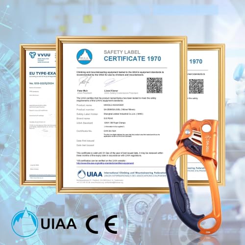 Right Hand Orange Hand Ascender Rope Clamp Climbing Gear CE UIAA Certified