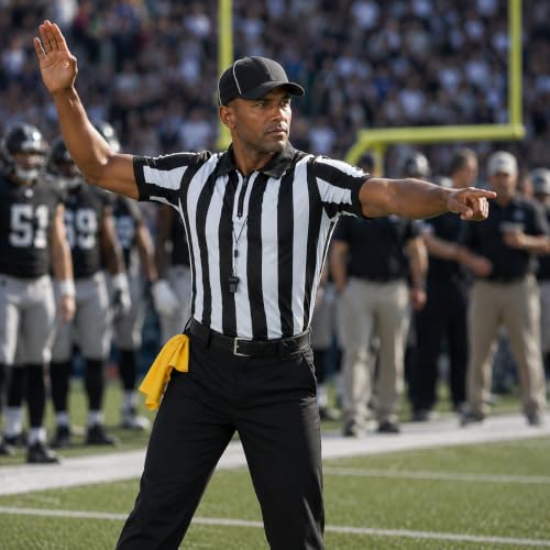Large Referee Costume Set with Shirt, Hat, Penalty Flag & Whistle - Unisex Sports Costume