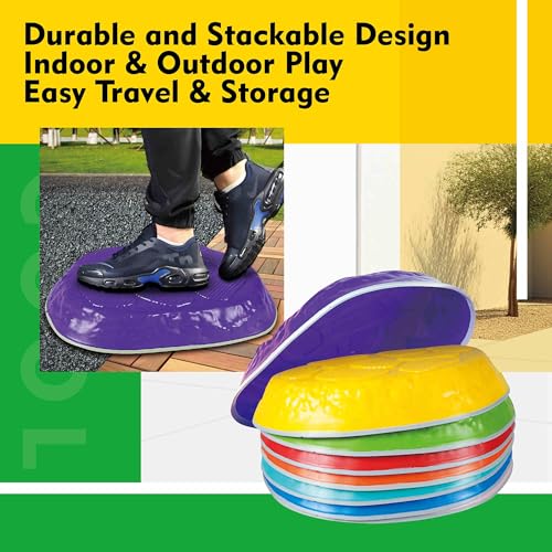 12-Pack Kids Balance Stepping Stones with Non-Slip Edges - Indoor & Outdoor Toys