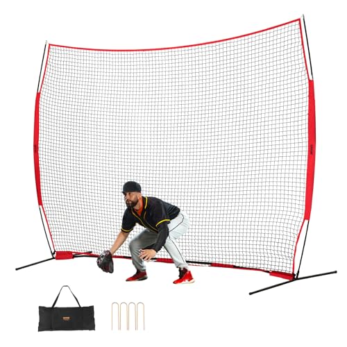 VEVOR 7X7ft/12X9ft/16X10ft/20x10ft Barricade Backstop Net, Ball Sports Barrier Netting, Portable Practice Net for Baseball Softball Lacrosse Hockey Basketball Equipment Training Net