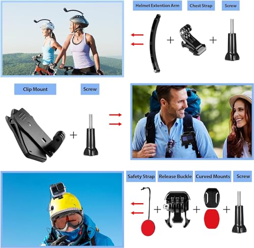 63 in 1 Action Camera Accessories Kit Waterproof Housing Tripod Mounts