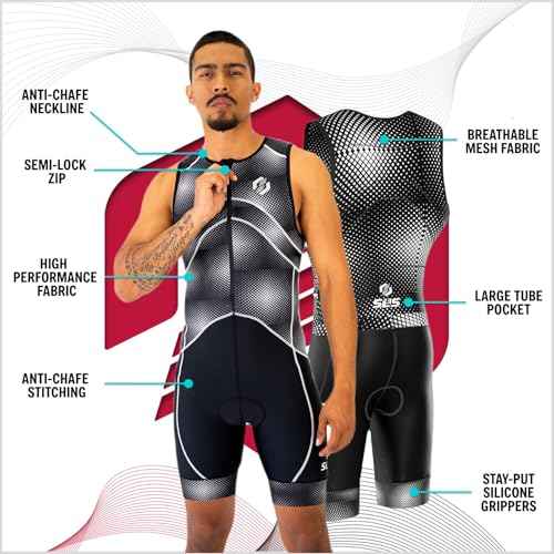 SLS3 Triathlon Suits Mens - Premium Trisuit Triathlon Men - Sleeveless, Quick Drying Tri Kit with Large Back Pocket