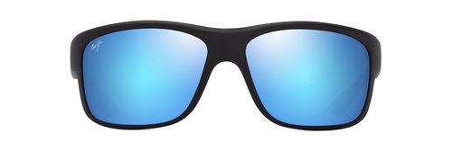 Maui Jim Southern Cross Rectangle Sunglasses, Matte Black/Blue/Blue Hawaii Polarized, Large