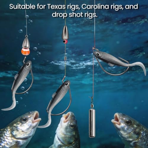 FishTrip 120 Pcs Offset Worm Fishing Hooks - Wide Gap Bass Tackle Set - Mixed Sizes