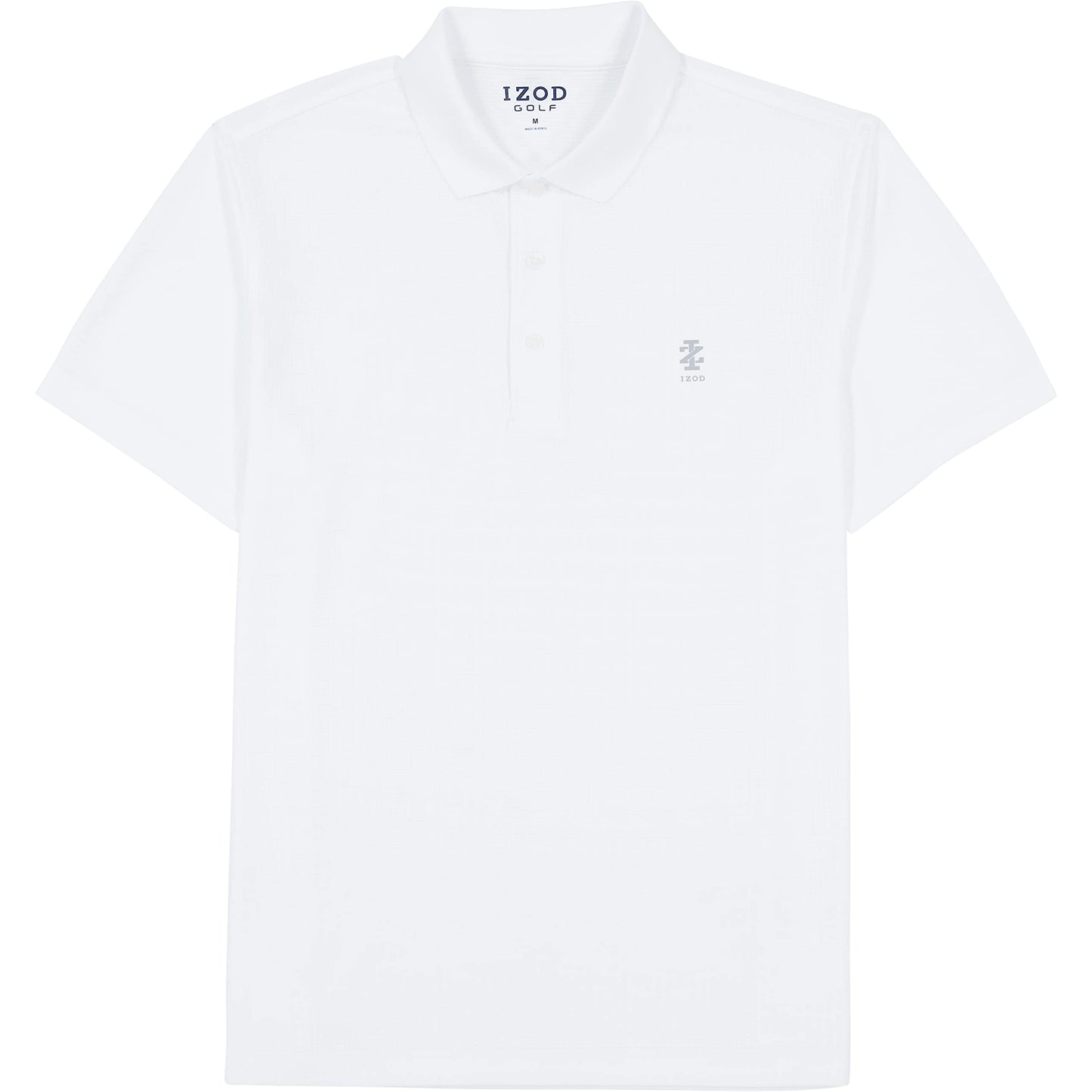 IZOD Men's Performance Golf Grid Polo, Bright White, Large