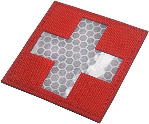 Red Bottom White Reflective Medic Patches Tactical Medical Patches Hook-Fastener Backing Cross Medical Rescue Ir Chapter Reflective Pack Tactical Bag Accessories