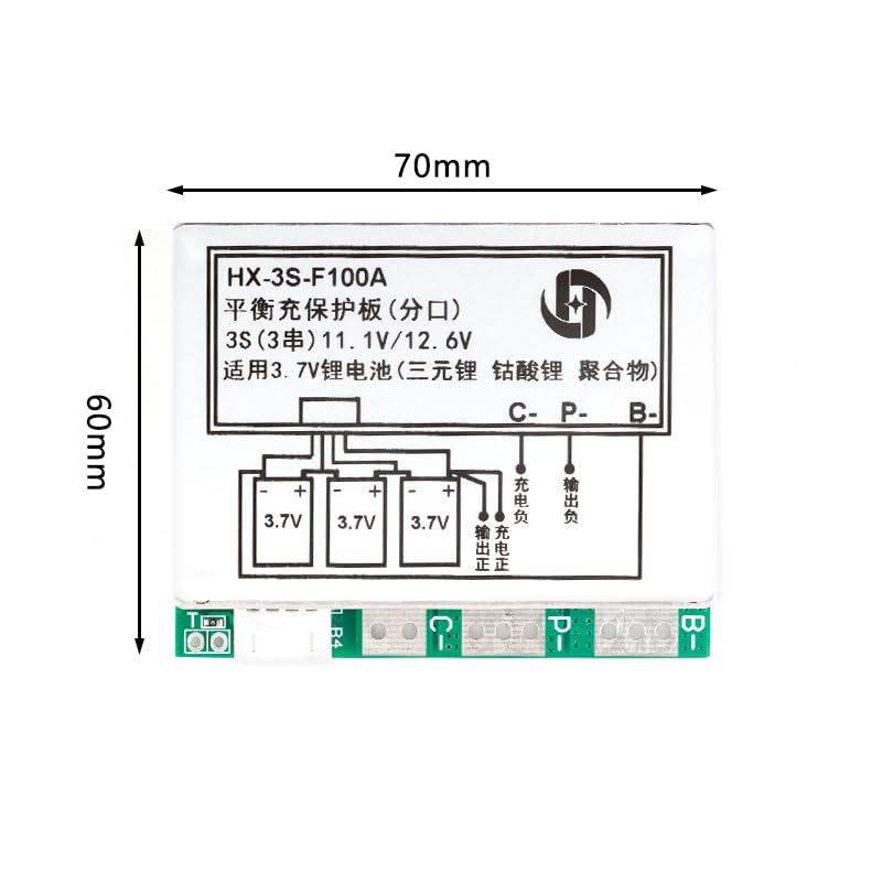 JESSINIE 3S 12.6V 100A Li ion Lithium Battery PCB Protection Board 3 Cells 11.1V Polymer Balance Function Charge Module BMS Circuit Protection PCB Board