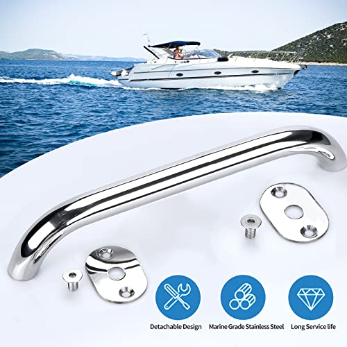 Heavy Duty Stainless Steel Boat Handrail 12 Inch Polished Marine Grab Handle - 2 Pack