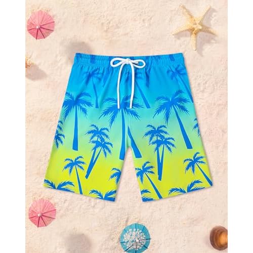 Boys Two Piece Rash Guard and Swim Trunks Outfit Set Kids Short Sleeve Swimsuit