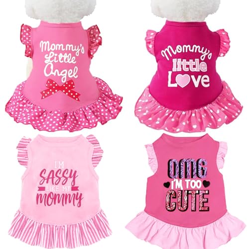Pet Dog Dress Girl Puppy Shirt Small Pink Angel 4.5-9lb Variation