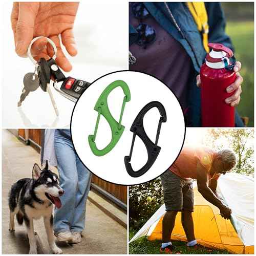 SWATOM 20PCS S Double Sided Mini Carabiner Clip Small Dual Wire Gate Carabiners Keychain Clasp Snap Hooks Tiny Key Clips EDC Accessories for Outdoor Camping Fishing Hiking