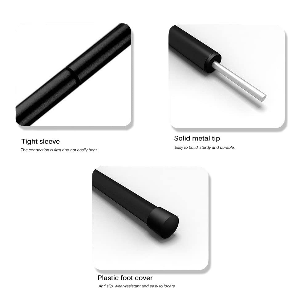 Adjustable Tent Poles - Portable Steel Rods for Camping Tarps and Canopies, 2 Sets of Black Lightweight Poles for Shelter and Shade. Ideal for Backpacking, Hiking, Outdoor Adventures.