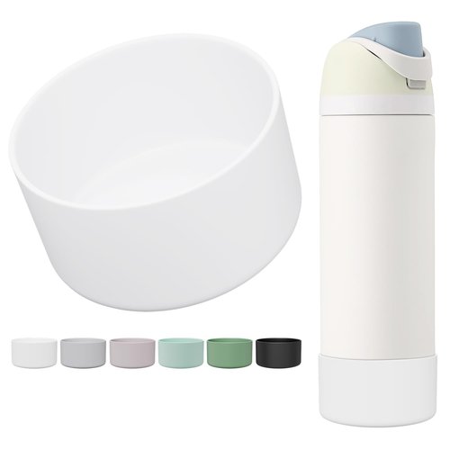 Silicone Boot for Owala Water Bottle 32 oz, Anti-Slip Protective Sleeve for FreeSip/Twist/Flip Water Bottles, BPA Free, Bottom Bumper Cover Protects water bottles from scratches (White, 32oz)