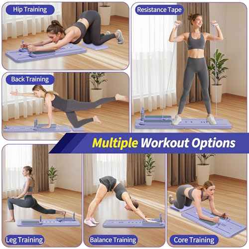 Pilates Reformer Set, ESBANY Pilates Board with Phone Holder, Multi-Purpose Foldable Pilates Reformer Machine, Portable Home Pilates Slider Board Equipment for Home Workout, Fitness, Exercise, Abs