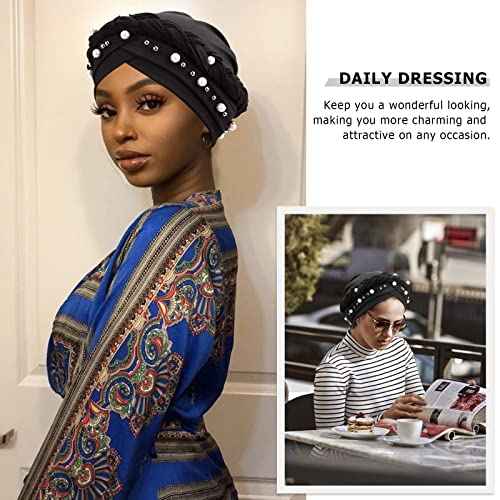 African Women Turban Caps Pre-Tied Twisted Turbans Head Scarf for Women Hair Wraps Cover Beanie Cancer Chemo Headwear