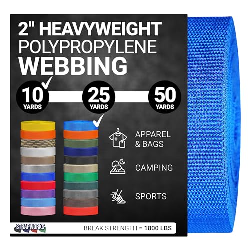 Heavy Duty Polypropylene Webbing Strap - 2 Inch x 10 Yards Pacific Blue