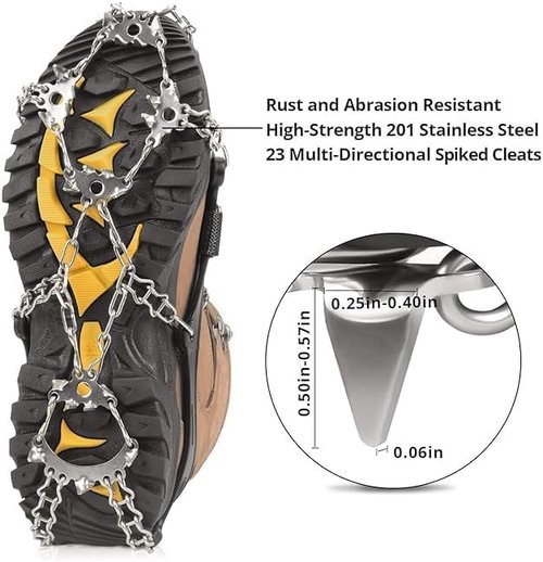 Ice Trekkers for Boots - Crampons Ice Cleats Traction Snow Grips for Boots Shoes with 23 Stainless Steel Spikes Anti Slip for Walking,Hiking,Climbing,Fishing and Mountaineering (Medium)