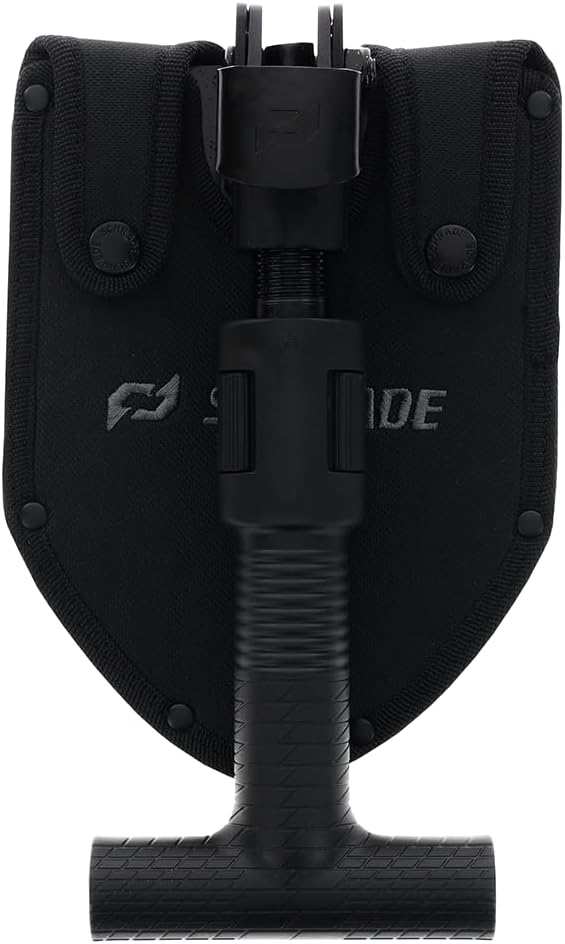 Schrade Delta Class Pay Dirt Shovel 1 lbs with Folding Capabilities, Durable 3Cr Steel, Black Oxide Finish for Outdoor Exploring, Hiking