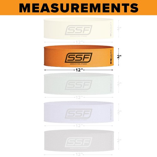 Serious Steel Fitness Fabric Mini Loop Non-Slip Resistance Band Set, Warm-Up, Physical Therapy, Glute Training, Speed and Agility Exercise Bands (Level 2 - Light (Orange))