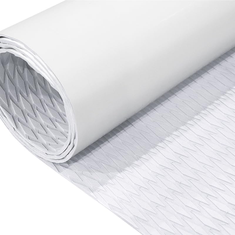 White EVA Foam Boat Decking Sheet with Traction Pad for Kayak, Surfboard - 94.5" x 21.6"
