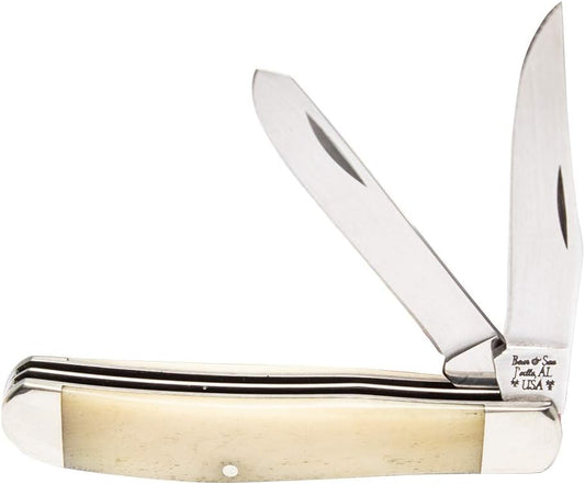 Bear & Son - MANUAL - 2.75" - Clip Point, Spey - 440 Stainless Steel - White Smooth Bone - High Carbon Stainless Steel - WSB07