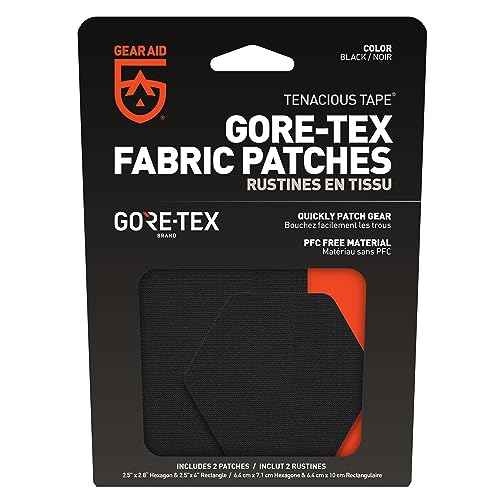 Gear AID Tenacious Tape Gore-TEX Fabric Patches for Quickly Fixing Holes and Tears in Jackets, Gloves, Rain and Ski Pants, Black, 2.5¡± x 2.8¡± Hexagon, 2.5¡± x 4¡± Rectangle