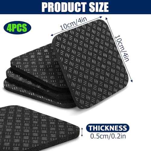 TOBWOLF 4PCS Double-Sided Non-Slip Exercise Bike Mat, 4" x 4" Premium Silicone Anti Vibration Mat for Exercise Bike, Treadmill, Walking Pad, Lightweight Exercise Equipment Mat for Floor Protection
