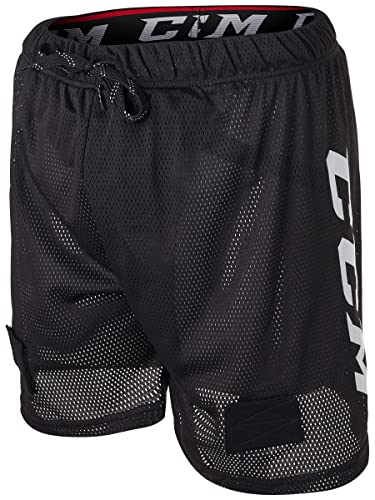 Junior Hockey Mesh Jock Shorts with Sock Tabs - Large Black