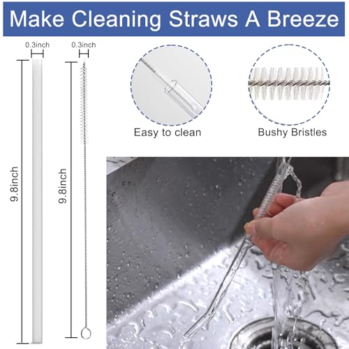 Replacement Straw Set for ThermoFlask Water Bottles - 10 Straws with Brushes & Cutter
