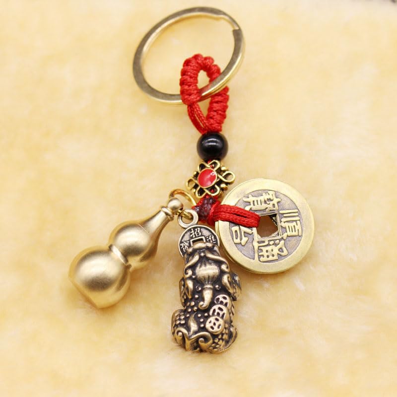 Opexicos 3Pcs Brass Pixiu Gourd Praying Key Chain