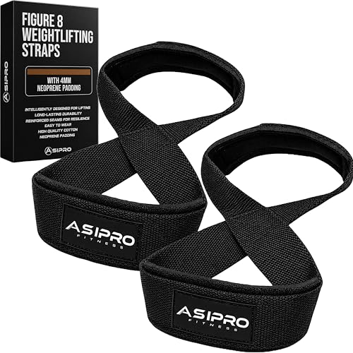 Figure 8 Lifting Straps Heavy-Duty Padded Deadlift Wrist Support Black Medium