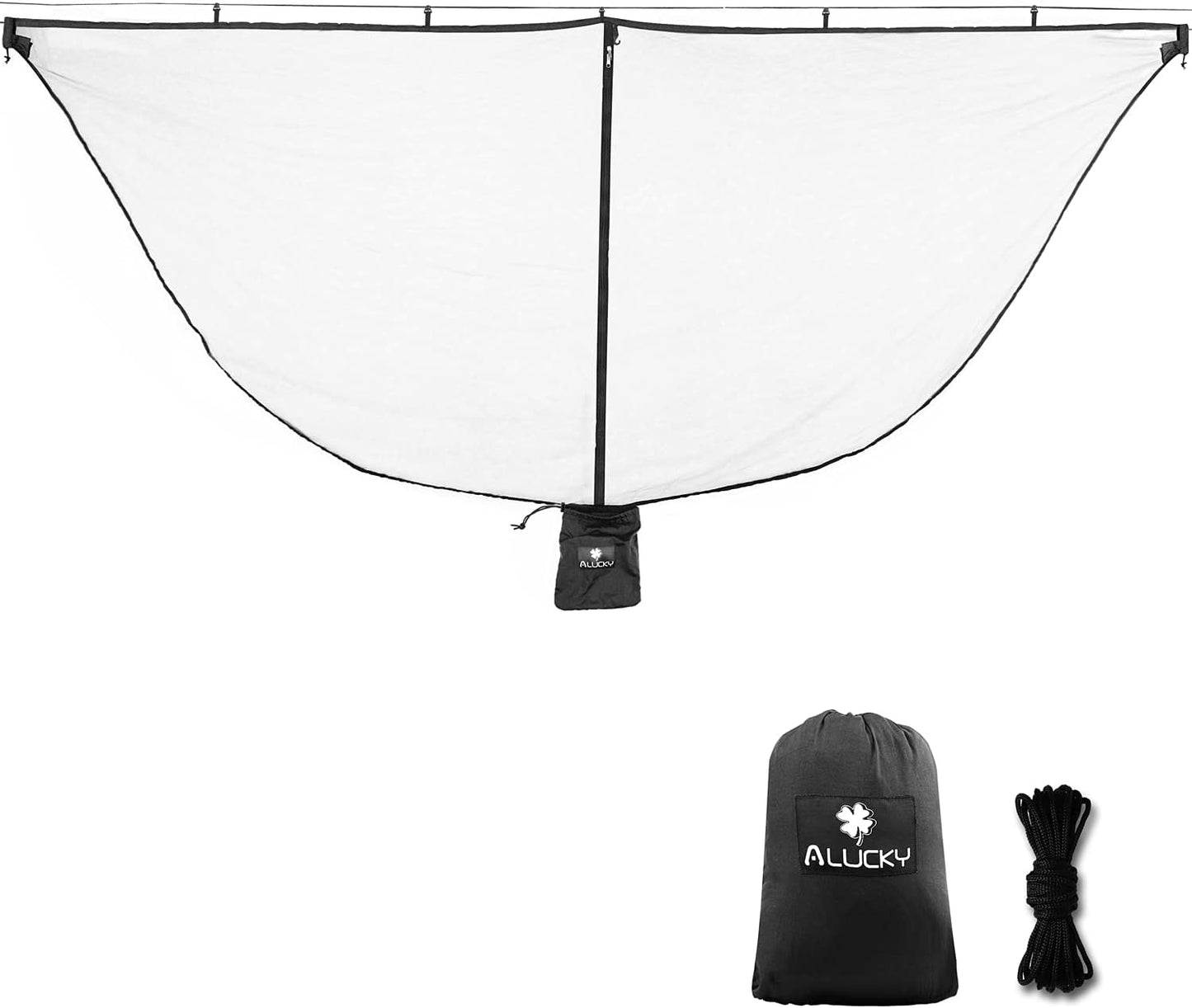 ALUCKY Hammock Net Camping Mosquito Net, No See Ums & Repels Insect, Polyester Netting for 360 Degree Protection, Double Sided Zipper for Easy Access Fits for All Camping Hammocks(Black)