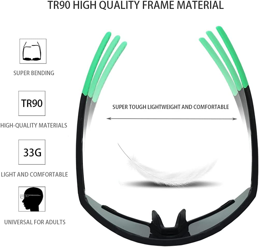 JEPOZRA Sunglasses Men Polarized Sports Cycling Glasses for Women with 3 Interchangeable Lenes for Baseball,Fishing, Ski Running