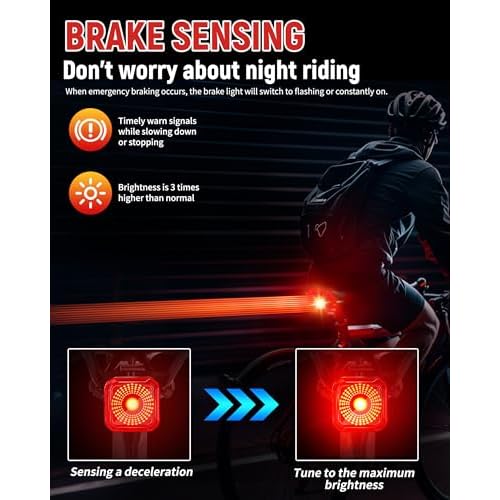DARKBEAM Bike Tail Light with LED Display Screen, USB-C Rechargeable 6 Light Modes, IP55 Waterproof Bicycle Taillight for Night Riding, Super Bright Rear Bike Light for Road Mountain, 2 Pack