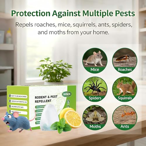 28 Pack Natural Peppermint Oil Pest Repellent - Mice, Rats, Spiders & More