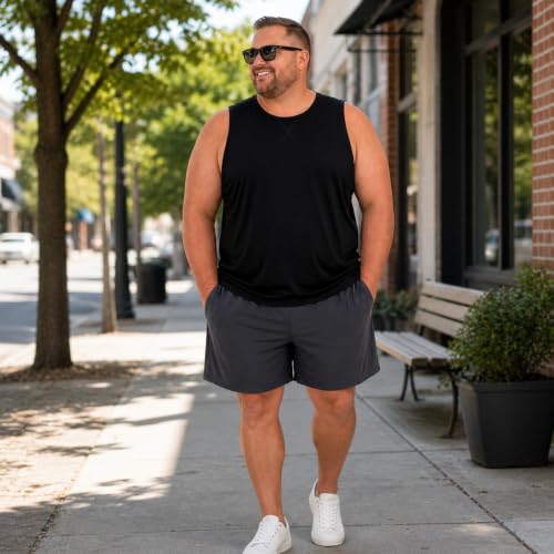 Men's Big and Tall Tank Top 4X-Large Sleeveless Muscle Shirt - Black